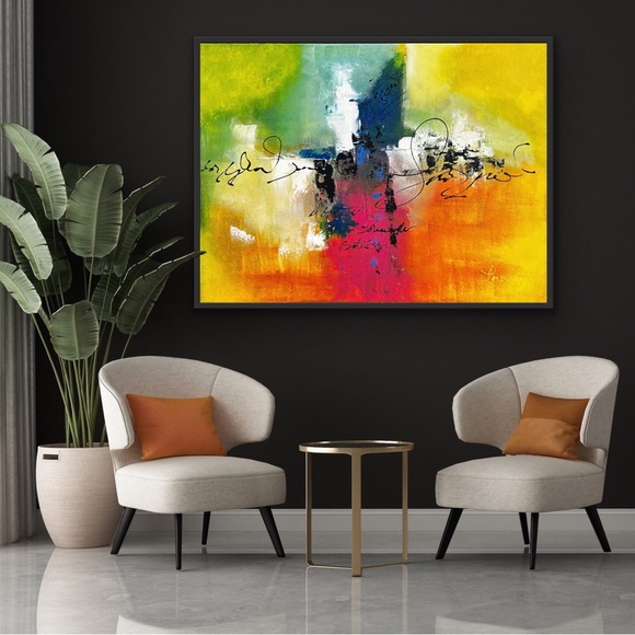 3D Vibrant Textured Abstract Painting on Stretched Canvas, Mod Bright Multicolor - Picture 7 of 7